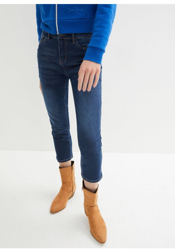 bonprix - "Dżinsy ""ultra-soft"" Slim Fit, dł. 7/8". Kolor: niebieski