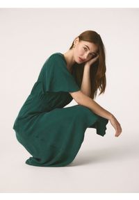 Reserved - Sukienka z cupro - morski. Kolor: morski. Materiał: wiskoza, tkanina. Typ sukienki: proste #1