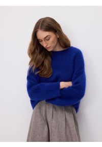 Reserved - Sweter z moherem i wełną - niebieski. Kolor: niebieski. Materiał: moher, wełna. Wzór: gładki #1