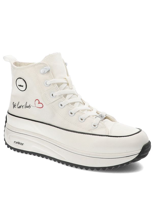 Białe Sneakersy Rieker Sportowe Obuwie Damskie. Okazja: na spacer. Kolor: biały. Materiał: materiał. Sezon: lato. Styl: sportowy. Sport: turystyka piesza