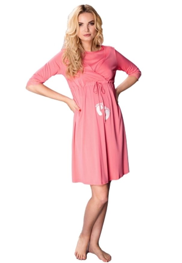 MEWA Lingerie - Koszula nocna ciążowa Supermom. Kolekcja: moda ciążowa. Materiał: skóra, koronka, wiskoza, materiał, jedwab, poliamid. Wzór: nadruk, koronka