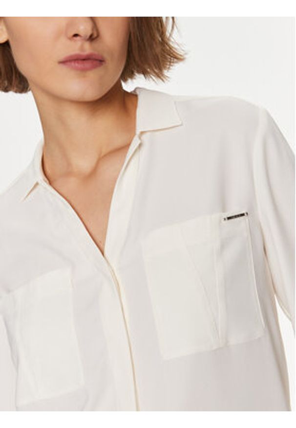 Calvin Klein Koszula K20K207019 Écru Regular Fit. Materiał: syntetyk