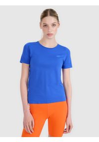 4f - 4F Koszulka do biegania w terenie regular damska - niebieska XS/S. Kolor: niebieski. Materiał: dzianina, tkanina, włókno, syntetyk, materiał. Długość: długie. Wzór: gładki, ze splotem. Sport: bieganie #1