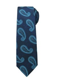 Modny i Elegancki Krawat Alties - Duży Wzór Paisley. Kolor: niebieski. Materiał: tkanina. Wzór: paisley. Styl: elegancki