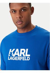 Karl Lagerfeld - KARL LAGERFELD T-Shirt 755780 561235 Niebieski Regular Fit. Typ kołnierza: dekolt w karo. Kolor: niebieski. Materiał: bawełna #5