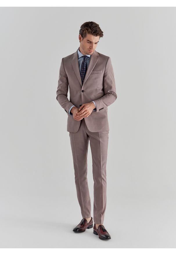 Pako Lorente - PAKO LORENTE – Różowe spodnie garniturowe P22SP-6G-003-W-S. Kolor: różowy. Materiał: wełna. Wzór: gładki. Styl: elegancki