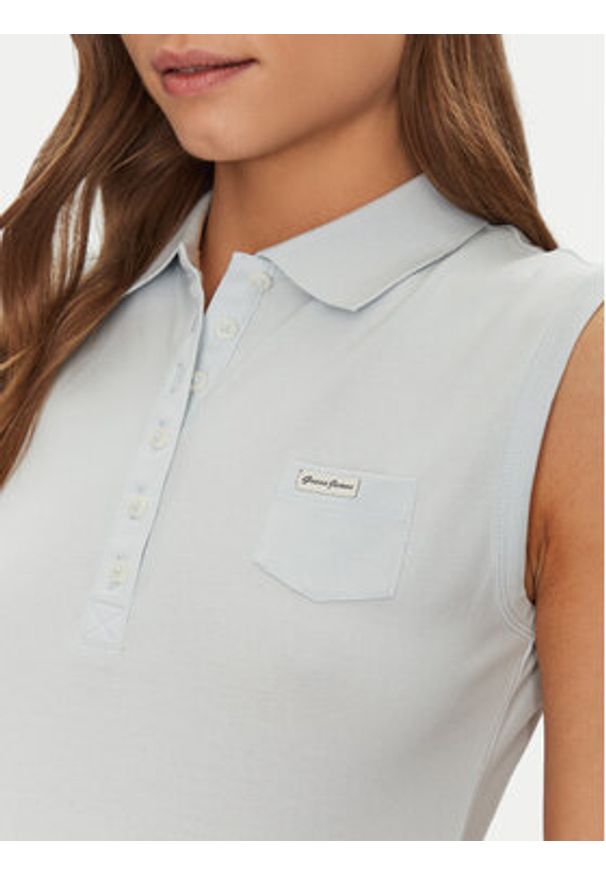 Guess Jeans Polo W5GP24 KCYR1 Niebieski Regular Fit. Typ kołnierza: polo. Kolor: niebieski. Materiał: bawełna