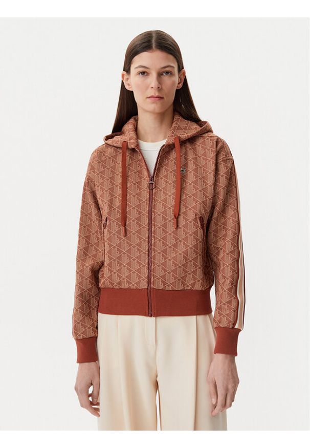 Lacoste Bluza SF7606 Brązowy Regular Fit. Kolor: brązowy. Materiał: syntetyk, bawełna