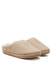 TOMMY HILFIGER - Tommy Hilfiger Kapcie Th Embroidered Basics Slipper FW0FW08135 Beżowy. Kolor: beżowy. Materiał: materiał #3