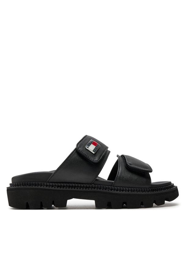 Tommy Jeans Klapki Tjw Puffed Sandal EN0EN02560 Czarny. Kolor: czarny. Materiał: skóra