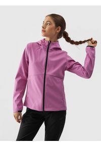 4f - 4F Kurtka softshell wiatroodporna membrana 5000 damska - różowa XXL. Typ kołnierza: kaptur, kołnierzyk stójkowy. Kolor: różowy. Materiał: softshell. Technologia: Windstopper. Sezon: zima. Sport: wspinaczka