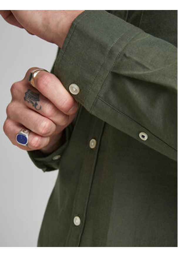 Jack & Jones Koszula 12182486 Zielony Slim Fit. Kolor: zielony. Materiał: bawełna