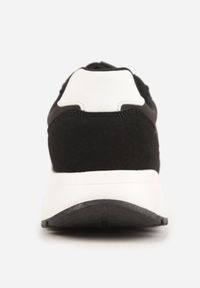 Born2be - Czarne Buty Sportowe Sneakersy na Grubej Podeszwie Nerola. Okazja: na spacer, na co dzień. Kolor: czarny. Materiał: jeans. Sport: turystyka piesza #4