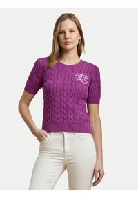 Lauren Ralph Lauren - LAUREN RALPH LAUREN Sweter 200976989002 Fioletowy Slim Fit. Kolor: fioletowy. Materiał: bawełna