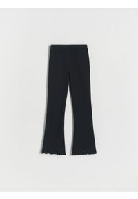 Reserved - Bawełniane spodnie flare - czarny. Kolor: czarny. Materiał: bawełna