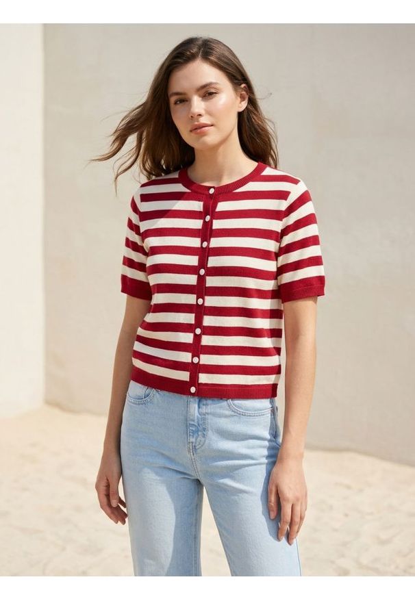 Sinsay - Bluzka swetrowa w paski z wiskozą - wielobarwny. Materiał: wiskoza. Wzór: paski