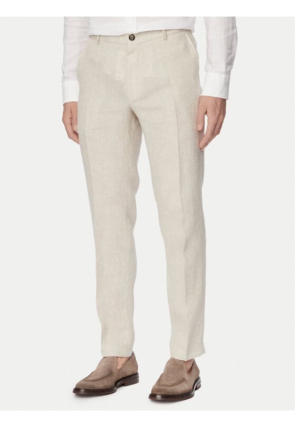 JOOP! Spodnie garniturowe Hank 30102982 Beżowy jasny Slim Fit. Kolor: beżowy