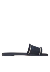 TOMMY HILFIGER - Tommy Hilfiger Klapki Fringe Canvas Flat Sandal FW0FW08908 Granatowy. Kolor: niebieski. Materiał: materiał