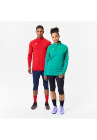 KIPSTA - Bluza piłkarska Kipsta CLR Club na krótki suwak. Kolor: zielony. Materiał: materiał, skóra. Długość: krótkie. Sport: piłka nożna