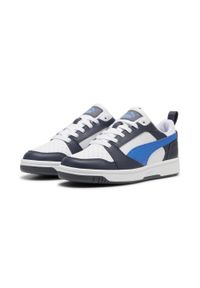 Puma - Młodzieżowe sneakersy Rebound V6 Lo PUMA White Hyperlink Blue Galactic Gray. Kolor: niebieski, wielokolorowy, szary, biały