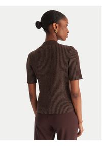 ACCESS FASHION Sweter 54-8046 Brązowy Slim Fit. Kolor: brązowy. Materiał: syntetyk #5