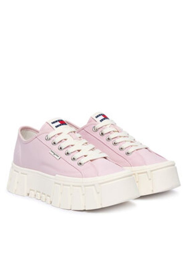 Tommy Jeans Sneakersy Tj Platform Sneaker EN0EN03098 Różowy jasny. Kolor: różowy. Materiał: materiał. Obcas: na platformie