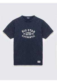 Big-Star - Koszulka męska z nadrukiem granatowa Teller 403. Okazja: na co dzień. Kolor: niebieski. Materiał: jeans, żakard, dzianina. Wzór: nadruk. Styl: vintage, casual, klasyczny