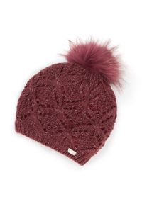 Wittchen - Komplet czapka + szalik. Kolor: czerwony. Materiał: akryl. Wzór: ze splotem, aplikacja. Sezon: jesień, zima. Styl: elegancki #4