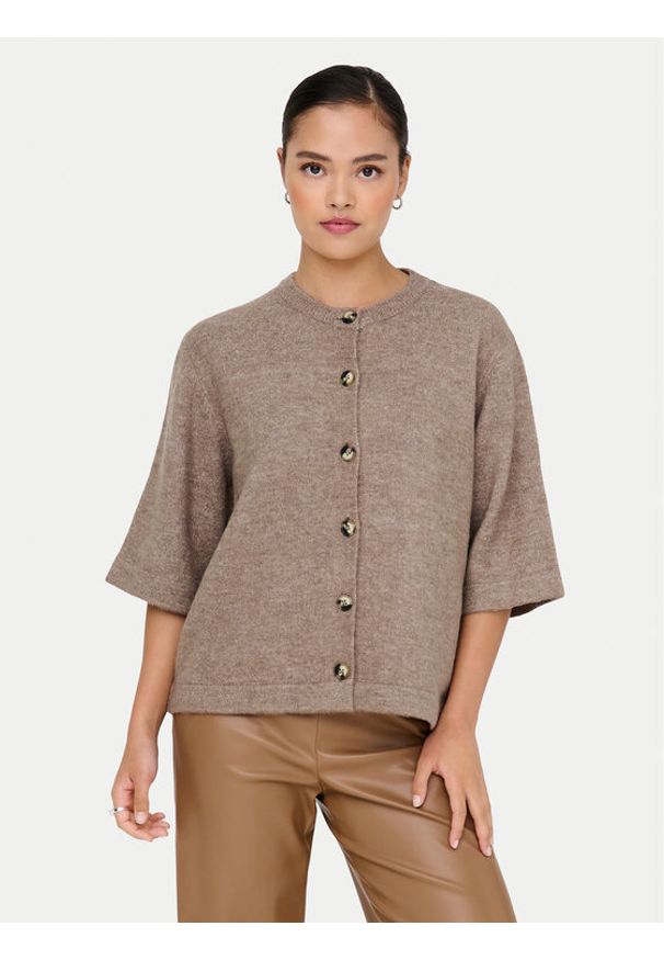 only - ONLY Kardigan Camilla 15348772 Brązowy Regular Fit. Kolor: brązowy. Materiał: syntetyk