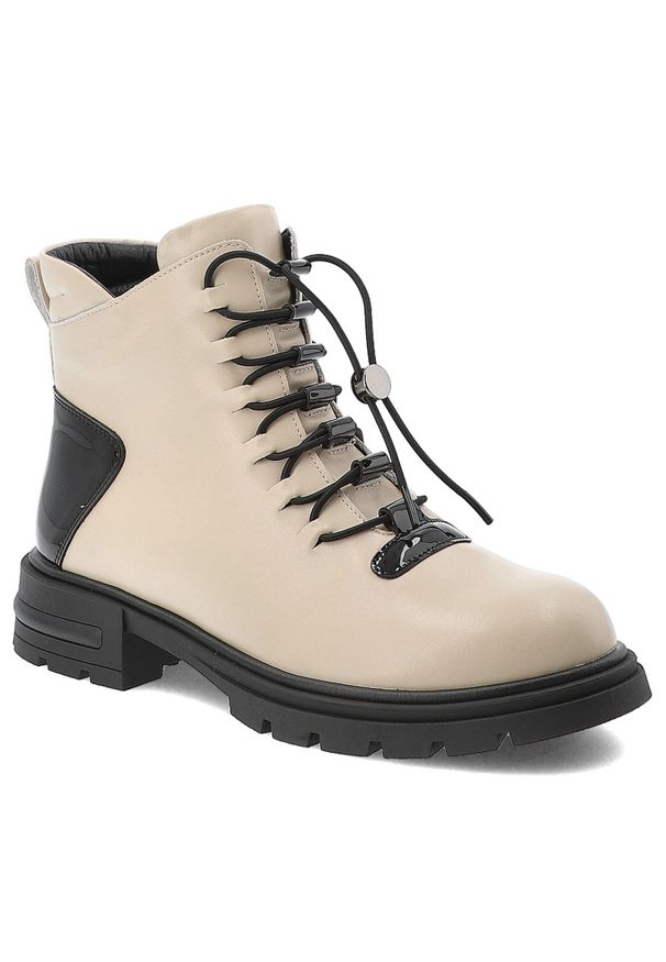 Beżowe Botki Artiker Wygodne Obuwie Damskie. Zapięcie: sznurówki. Kolor: beżowy. Materiał: materiał