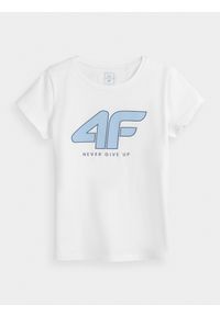 4f - T-shirt dziewczęcy (122-164). Kolor: biały. Materiał: bawełna, dzianina #1