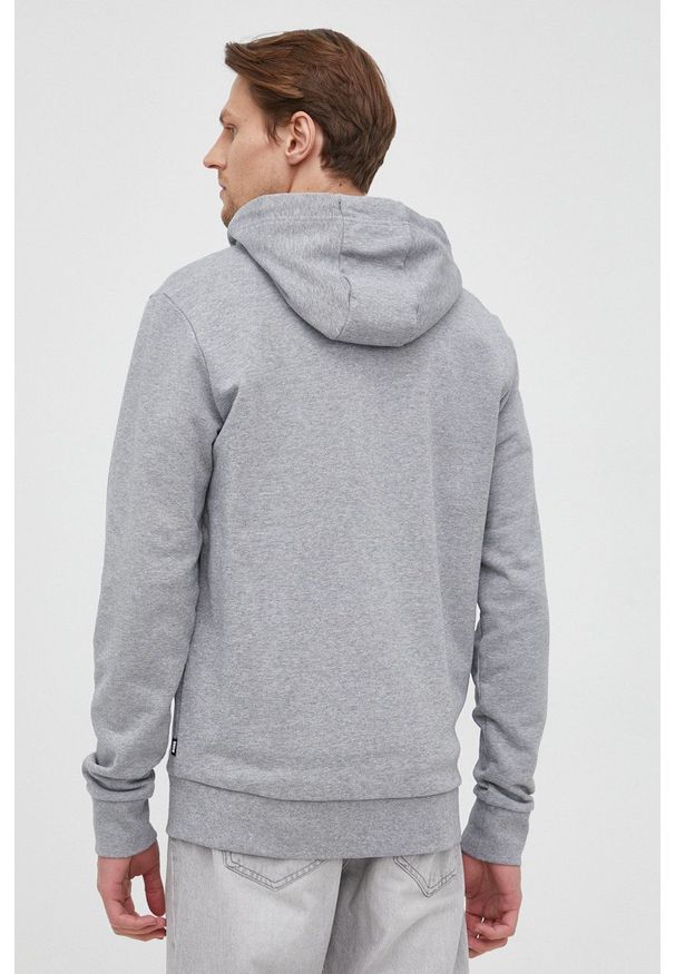 BOSS bluza bawełniana męska kolor szary z kapturem gładka. Okazja: na co dzień. Typ kołnierza: kaptur. Kolor: szary. Materiał: bawełna. Wzór: gładki. Styl: casual