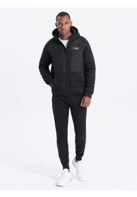 Ombre Clothing - Kurtka męska z łączonych tkanin - czarna V1. Kolor: czarny. Materiał: tkanina. Styl: sportowy #9