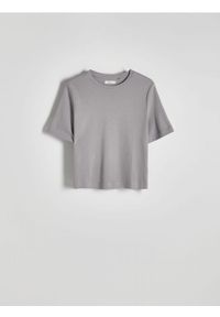 Reserved - T-shirt z bawełny - jasnoszary. Kolor: szary. Materiał: bawełna