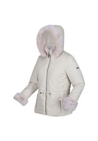 Regatta - Kurtka turystyczna damska Willabella zimowa. Kolor: biały. Materiał: futro, puch. Sezon: zima. Sport: turystyka piesza #1