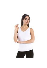 TEYLI - Koszulka bawełniana na ramiączkach dekolt V Teyli Claudia V. Kolor: biały. Materiał: bawełna, elastan. Długość rękawa: na ramiączkach. Sport: fitness