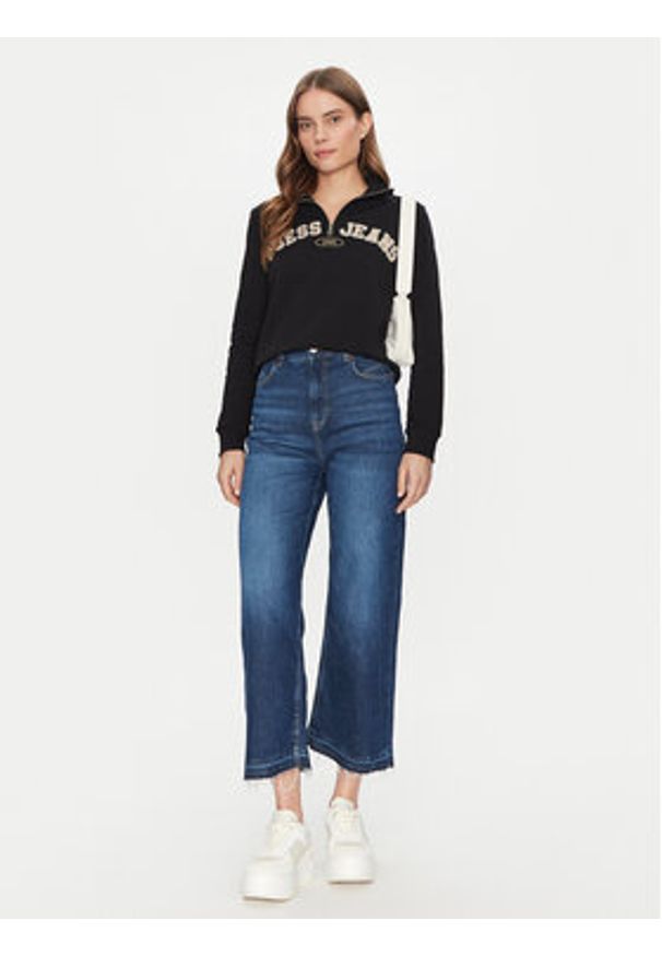 Guess Jeans Bluza W5RQ25 K68I4 Czarny Regular Fit. Kolor: czarny. Materiał: bawełna
