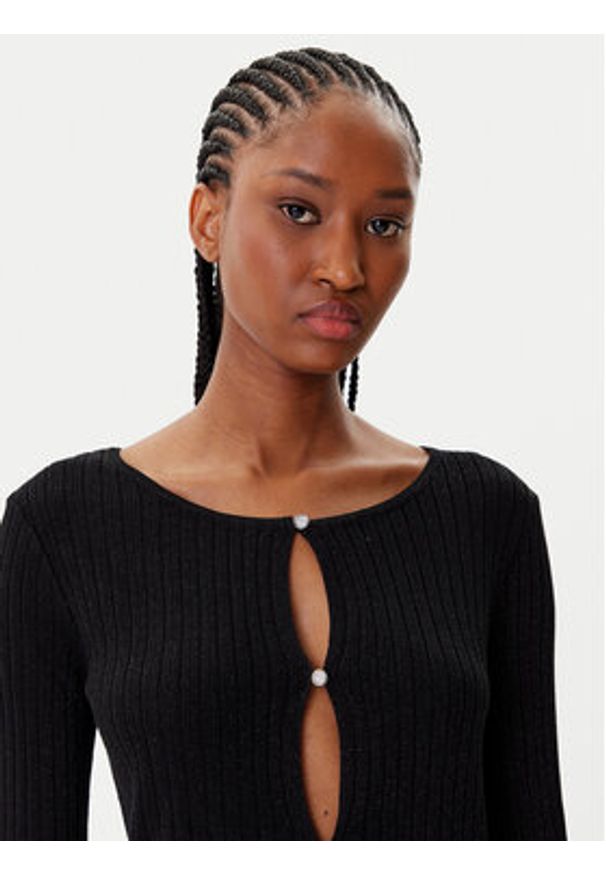 Morgan Kardigan 252-MIZOR Czarny Slim Fit. Kolor: czarny. Materiał: wiskoza