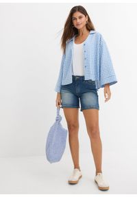 bonprix - Szorty dżinsowe ze stretchem, krój slim fit, mid waist (2 pary). Kolor: niebieski #3