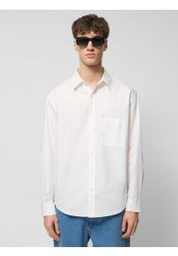 outhorn - Koszula bawełniana męska - biała. Kolor: biały. Materiał: bawełna. Długość rękawa: długi rękaw. Długość: długie