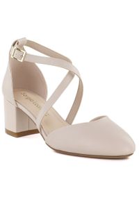 Sandały damskie z paseczkami beżowe Sergio Leone SK824. Kolor: beżowy. Materiał: skóra ekologiczna. Szerokość cholewki: normalna #1