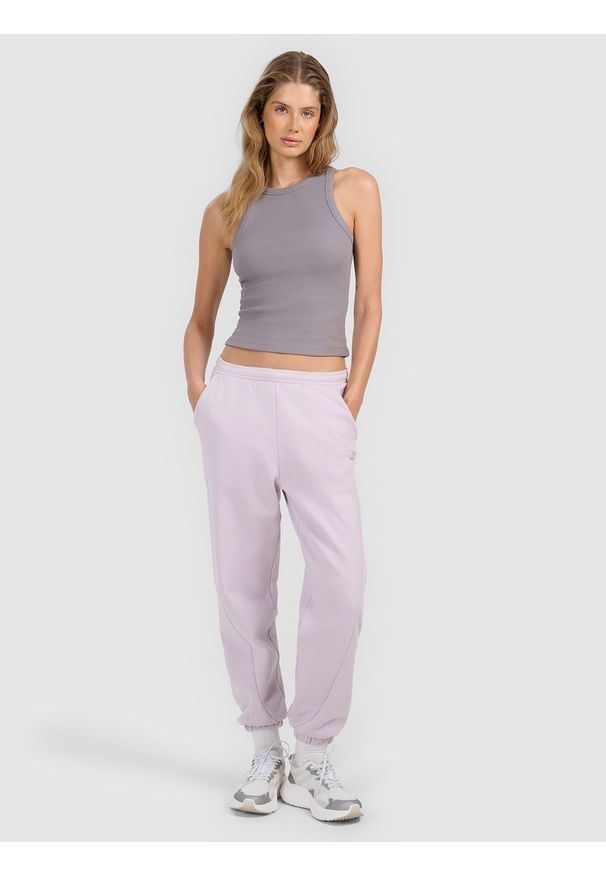 4f - 4F Top slim z prążkowanej dzianiny damski - szary S. Kolor: szary. Materiał: prążkowany, dzianina