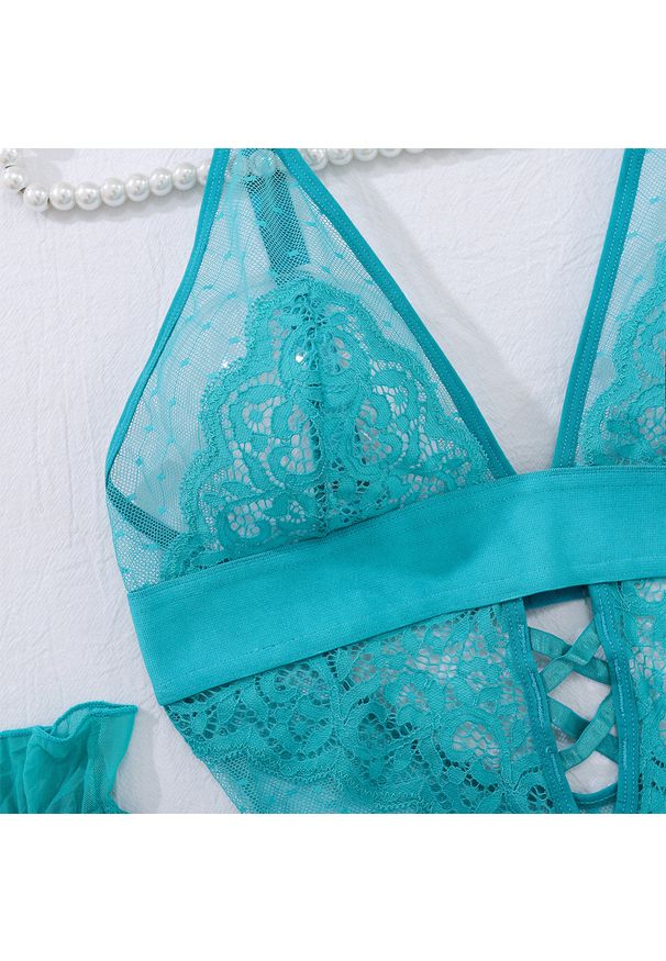 Intica - Body koronkowe z delikatnym wzorem Seonaid. Kolor: czarny. Materiał: koronka. Wzór: koronka