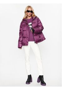 Karl Lagerfeld - KARL LAGERFELD Kurtka puchowa Check 236W1506 Różowy Regular Fit. Typ kołnierza: dekolt w karo. Kolor: różowy. Materiał: syntetyk #7