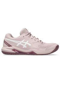 Buty do tenisa damskie Asics Gel-dedicate 8 All Court. Zapięcie: sznurówki. Kolor: różowy, biały, wielokolorowy. Materiał: syntetyk, tkanina, materiał. Szerokość cholewki: normalna. Sport: tenis