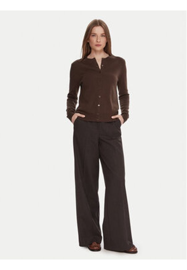 United Colors of Benetton - United Colors Of Benetton Kardigan 1002D5485 Brązowy Regular Fit. Kolor: brązowy. Materiał: wełna