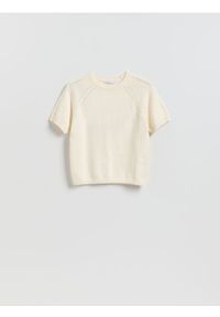 Reserved - Bawełniany sweter - kremowy. Kolor: kremowy. Materiał: bawełna #1