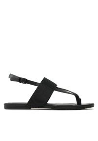 Calvin Klein Jeans Sandały Flat Sandal Toepost Webbing YW0YW00956 Czarny. Kolor: czarny. Materiał: skóra