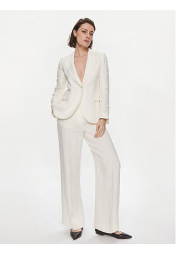 Weekend Max Mara Marynarka Nalut 2415041032 Biały Regular Fit. Kolor: biały. Materiał: len