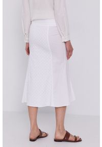 Stefanel Spódnica kolor biały midi rozkloszowana. Kolor: biały. Materiał: tkanina. Wzór: gładki, haft #3